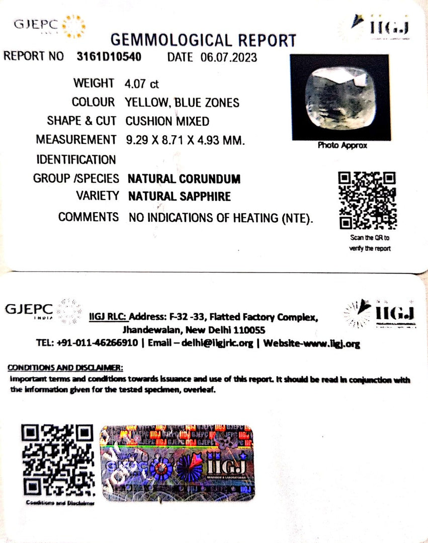 4.07/CT Natural Ceylonese Pukhraj with Govt Lab Certificate (8991)