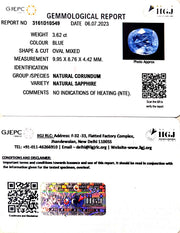 3.62/CT Natural Blue Sapphire with Govt Lab Certificate-BLUSA9S