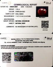 7.63/CT Natural Neo Burma Ruby with Govt. Lab Certificate (3441)