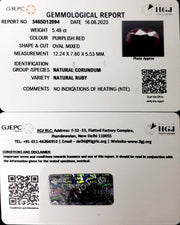 5.49/CT Natural Neo Burma Ruby with Govt. Lab Certificate (4551)