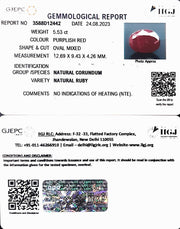 5.53/CT Natural Neo Burma Ruby with Govt. Lab Certificate (4551)