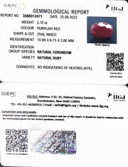 3.10/CT Natural Neo Burma Ruby with Govt. Lab Certificate (5661)