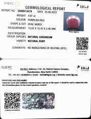 4.97/CT Natural Neo Burma Ruby with Govt. Lab Certificate (2331)