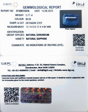 5.77/Carat Natural Blue Sapphire