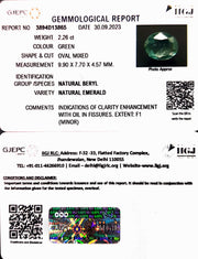 2.26/CT Natural Panna Stone with Govt. Lab Certificate (23310)