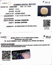 7.44/CT Natural Ceylonese Pukhraj with Govt Lab Certificate (4551)