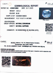 3.85/Carat Natural Blue Sapphire with Govt Lab Certificate (23310)