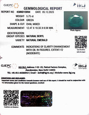 5.75/CT Natural Panna Stone with Govt. Lab Certificate (23310)