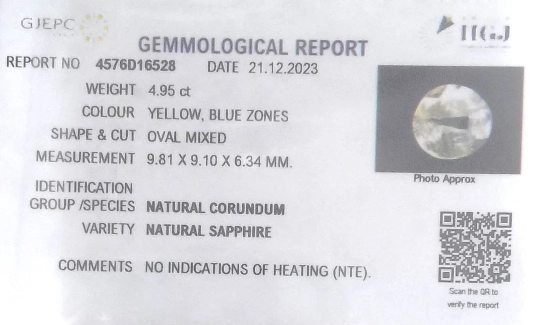 4.95/CT Natural Pitambari Stone with Govt Lab Certificate (45510)