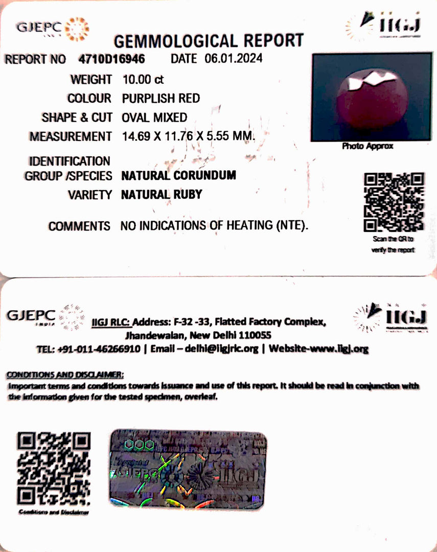 10.00/CT Natural Ruby with Govt. Lab Certificate-4710D16946