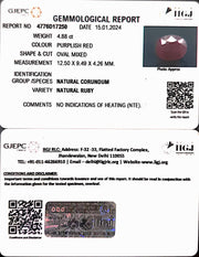 4.88/CT Natural new Burma Ruby with Govt. Lab Certificate (2331)