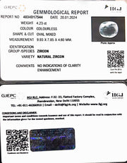 4.23/CT Natural Zircon with Govt. Lab certificate (4551)