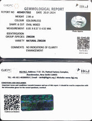 2.98/CT Natural Zircon with Govt. Lab certificate (4551)