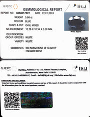 5.86/CT Natural Iolite with Govt Lab Certificate (1221)