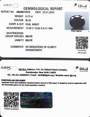 6.70/CT Natural Iolite with Govt Lab Certificate (1221)