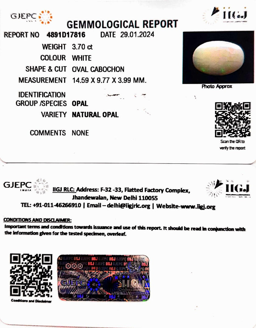 3.70/CT Natural Fire Opal with Govt. Lab Certificate-6771