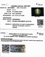 Load image into Gallery viewer, 4.72/CT Natural Chrysoberyl Cat&#39;s Eye with Govt. Lab Certificate (6771)
