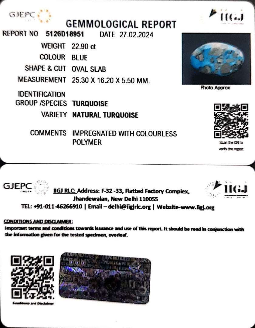 22.90/CT Natural Govt. Lab Certified Turquoise (1221)