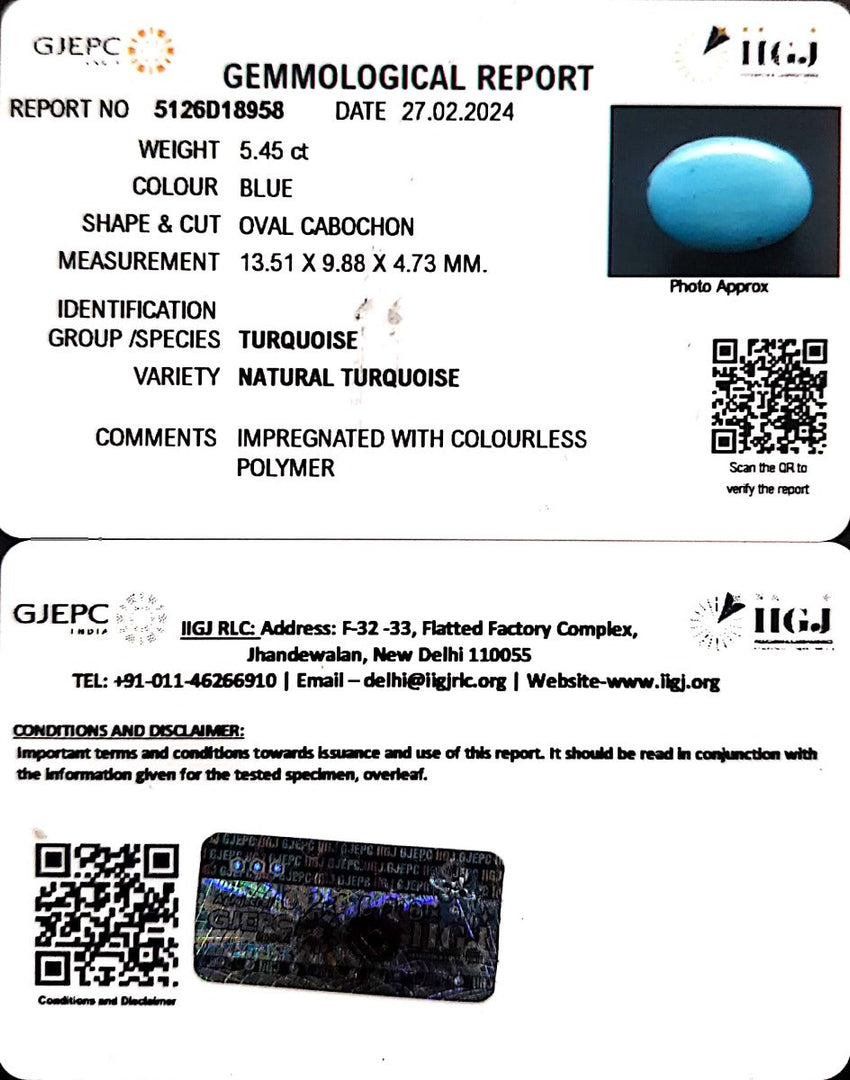 5.45/CT Natural Govt. Lab Certified Turquoise (832)