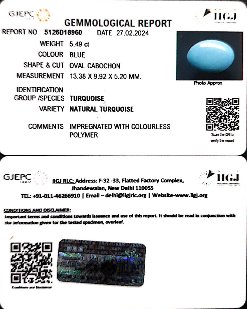 5.49/CT Natural Govt. Lab Certified Turquoise (832)