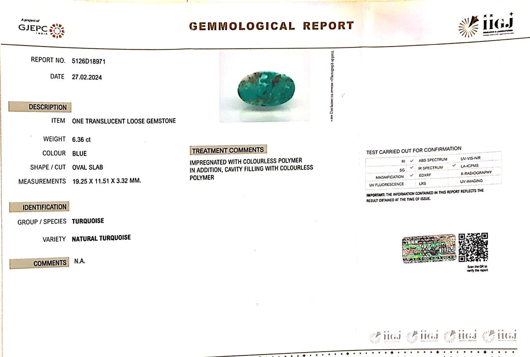 6.36/CT Natural Govt. Lab Certified Turquoise (1221)