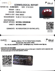 3.00/CT Natural new Burma Ruby with Govt. Lab Certificate (4551)