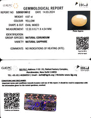 4.87/CT Natural Ceylonese Pukhraj with Govt Lab Certificate-4551