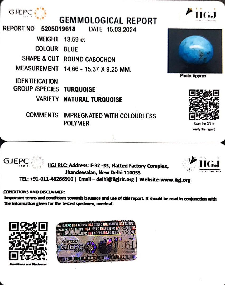 13.59/CT Natural Govt. Lab Certified Turquoise-1221