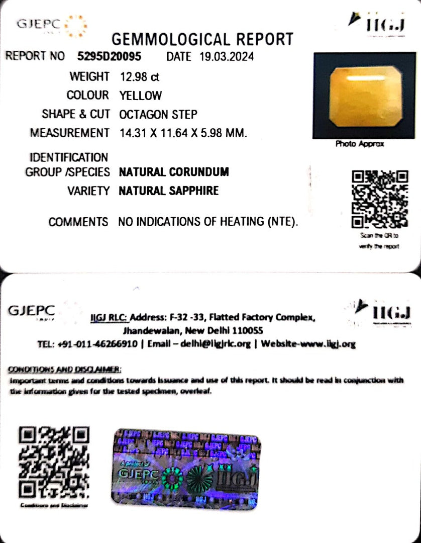 12.98/CT Natural Ceylonese Pukhraj with Govt Lab Certificate-4551