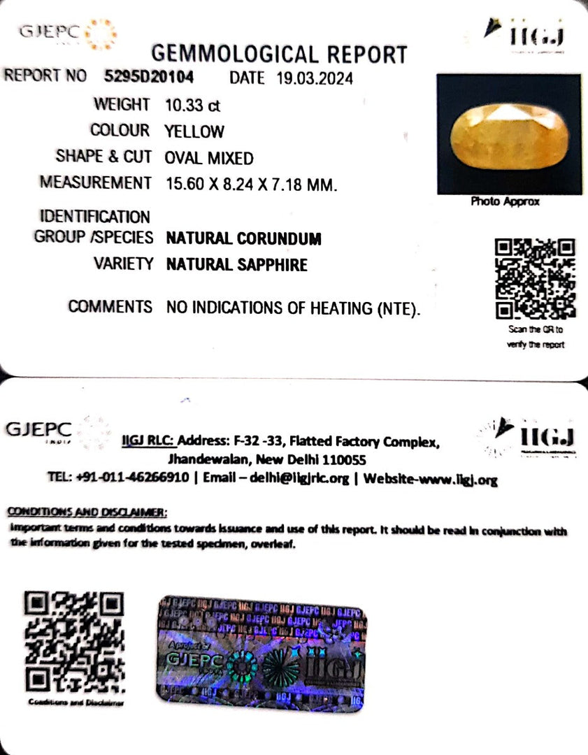 10.33/CT Natural Ceylonese Pukhraj with Govt Lab Certificate-6771