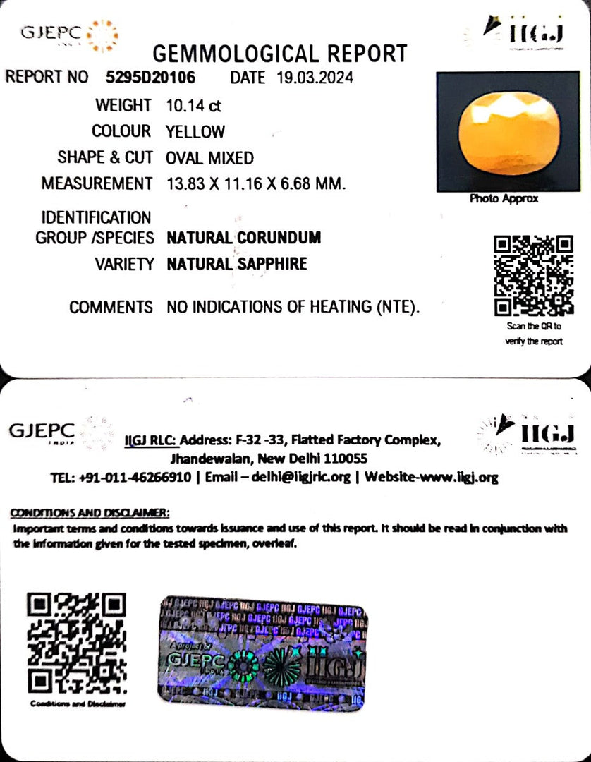 10.14/CT Natural Ceylonese Pukhraj with Govt Lab Certificate-4551