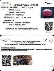 3.08/CT Natural Mozambique Ruby with Govt. Lab Certificate-12210