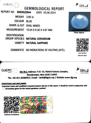3.60/CT Natural Blue Sapphire with Govt Lab Certificate-4551
