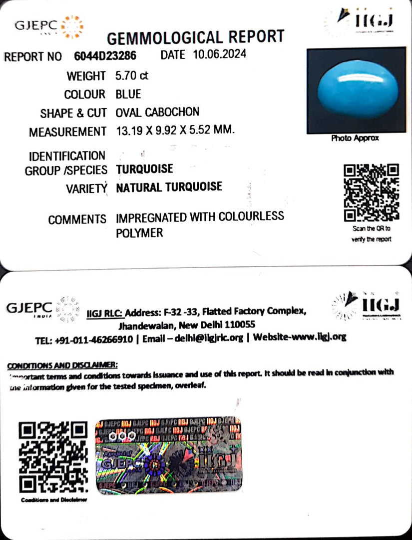 5.70/CT Natural Govt. Lab Certified Turquoise-832