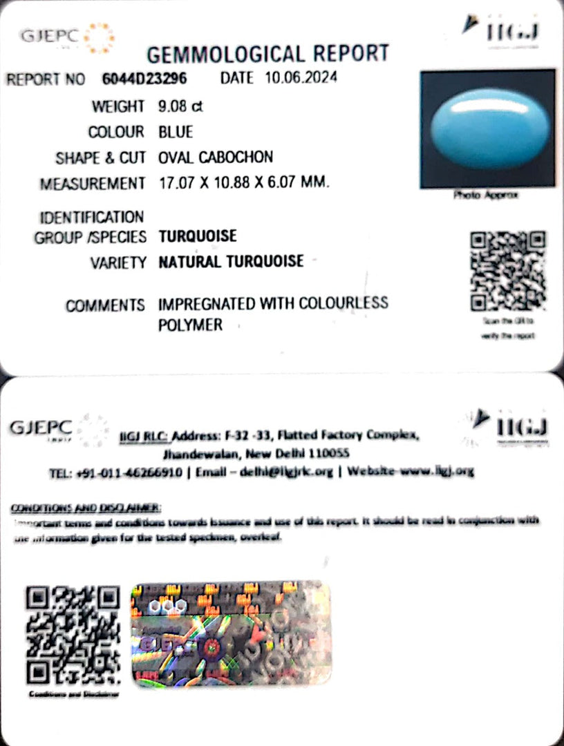 9.08/CT Natural Govt. Lab Certified Turquoise-832