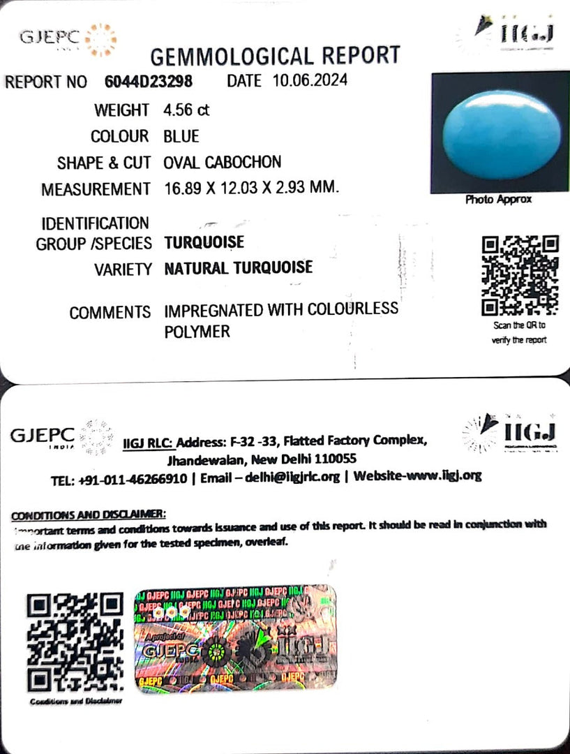 4.56/CT Natural Govt. Lab Certified Turquoise-832