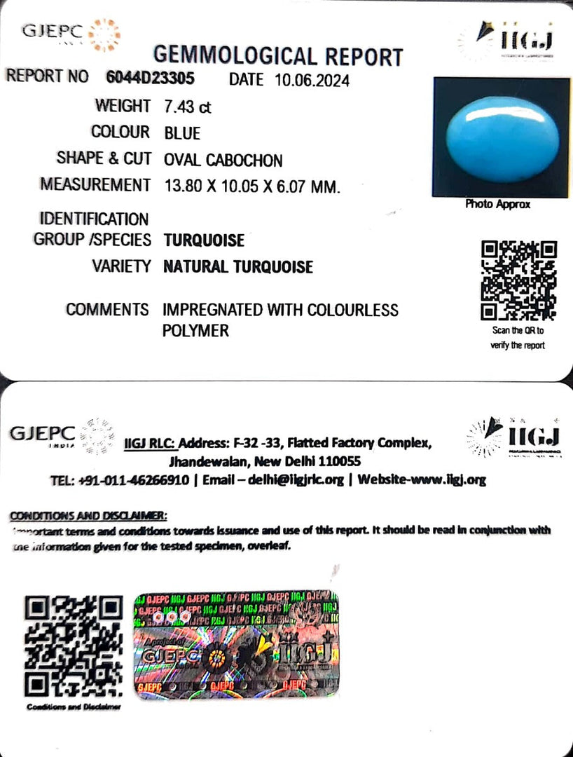 7.43/CT Natural Govt. Lab Certified Turquoise-832