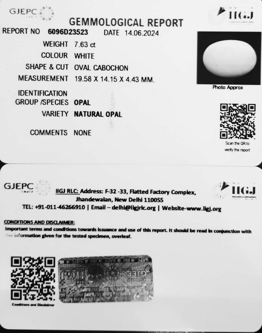 7.63/CT Natural Fire Opal with Govt. Lab Certificate-4551