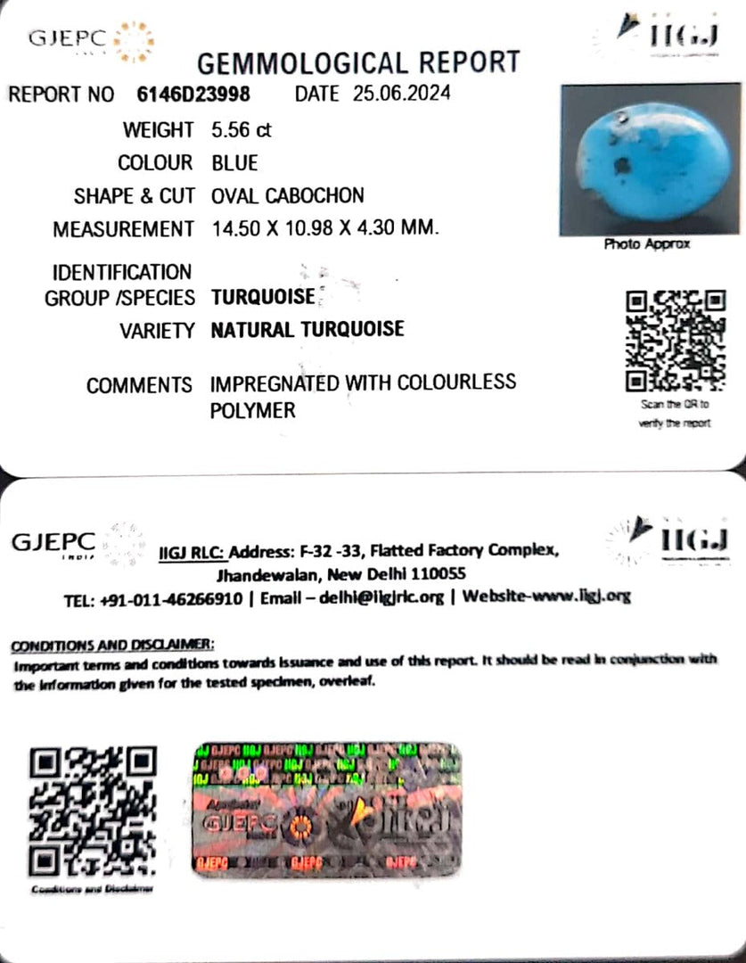 5.56/CT Natural Govt. Lab Certified Turquoise-1221