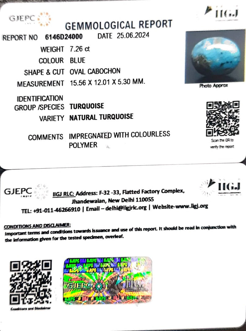 7.26/CT Natural Govt. Lab Certified Turquoise-1221