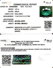 4.03/CT Natural Panna Stone with Govt. Lab Certificate-34410