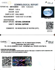 3.83/CT Natural Blue Sapphire with Govt Lab Certificate-8991