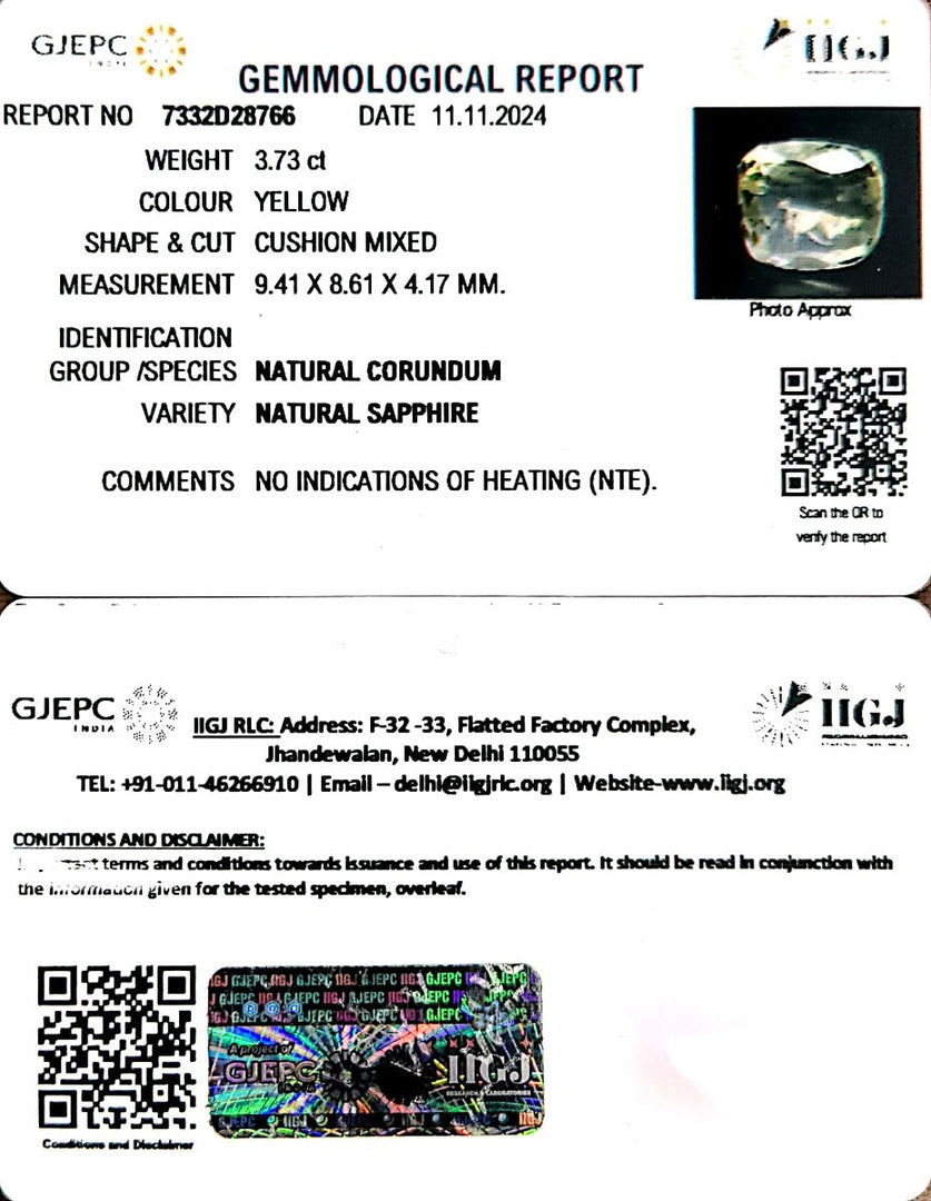 3.73/CT Natural Ceylonese Pukhraj with Govt Lab Certificate-34410