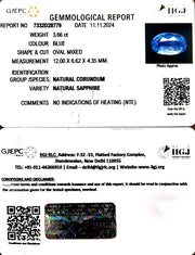 3.66/CT Natural Blue Sapphire with Govt Lab Certificate-34410