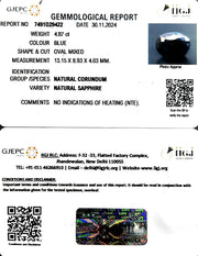 4.87/CT Natural Blue Sapphire with Govt Lab Certificate-2331