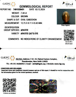 Load image into Gallery viewer, 7.44/CT Natural Apatite Cat&#39;s Eye with Govt. Lab certificate-1221
