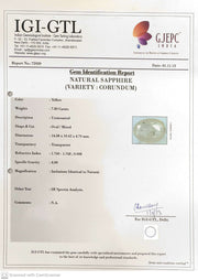 7.80/CT Natural Yellow Sapphire With Govt Lab Certificate-75939