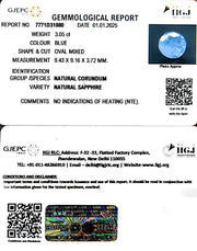 3.05/CT Natural Blue Sapphire with Govt Lab Certificate-6771