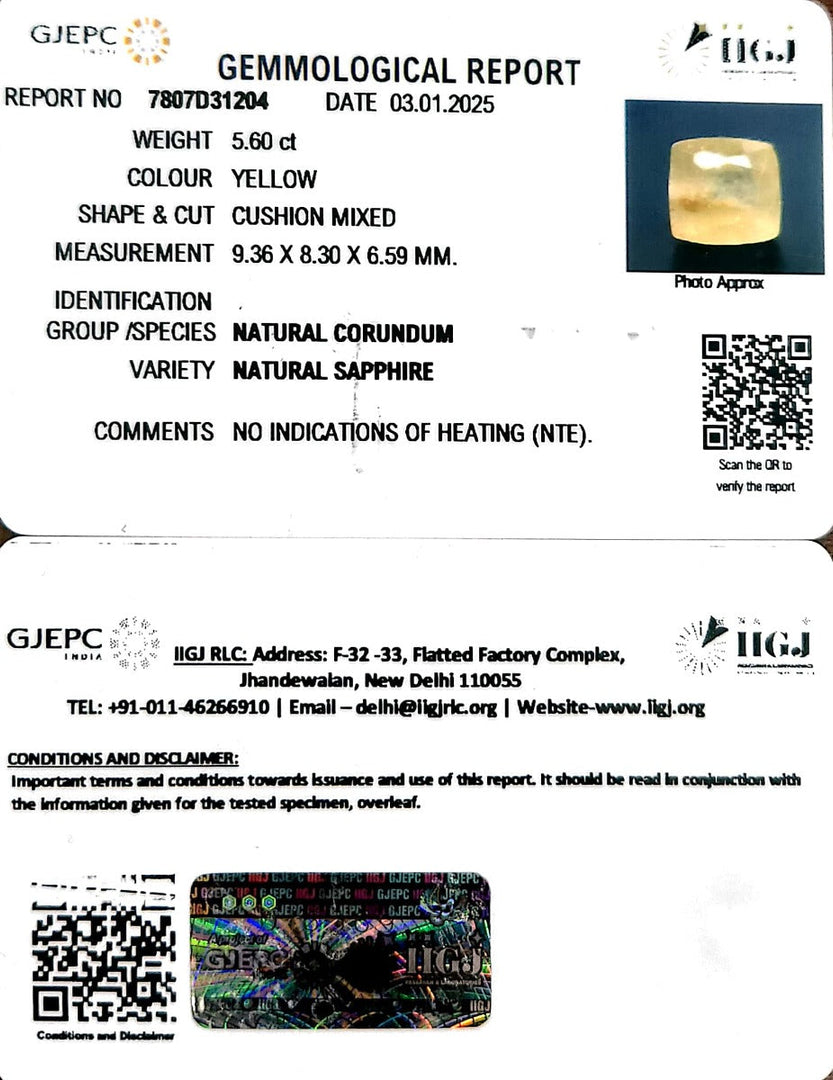 5.60/CT Natural Ceylonese Pukhraj with Govt Lab Certificate-6771