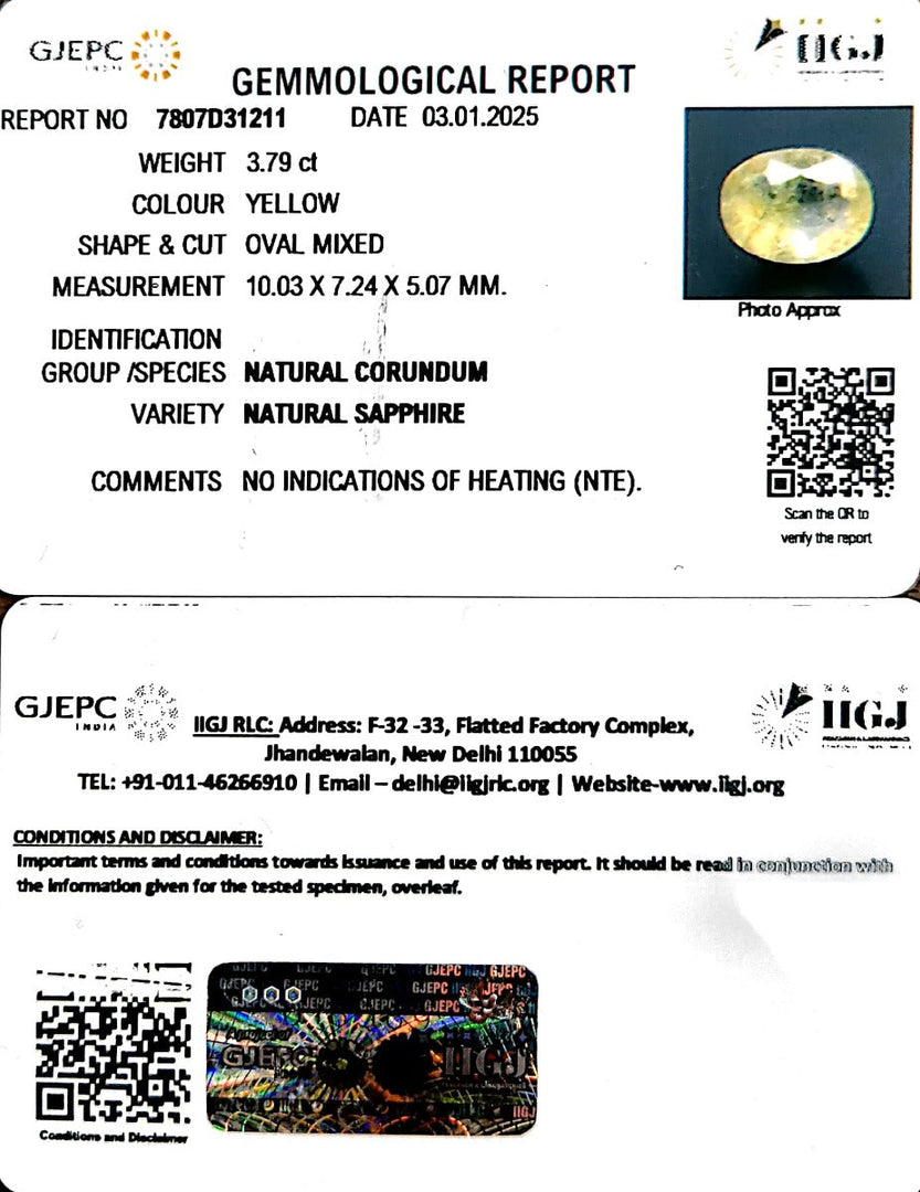 4.89/CT Natural Ceylonese Pukhraj with Govt Lab Certificate-6771